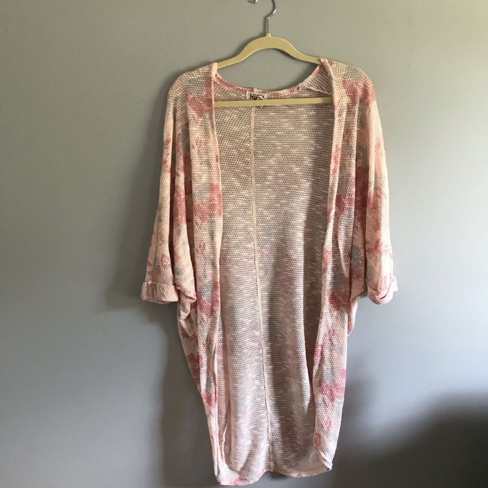Mudd Lightweight Pink Floral Cardigan
